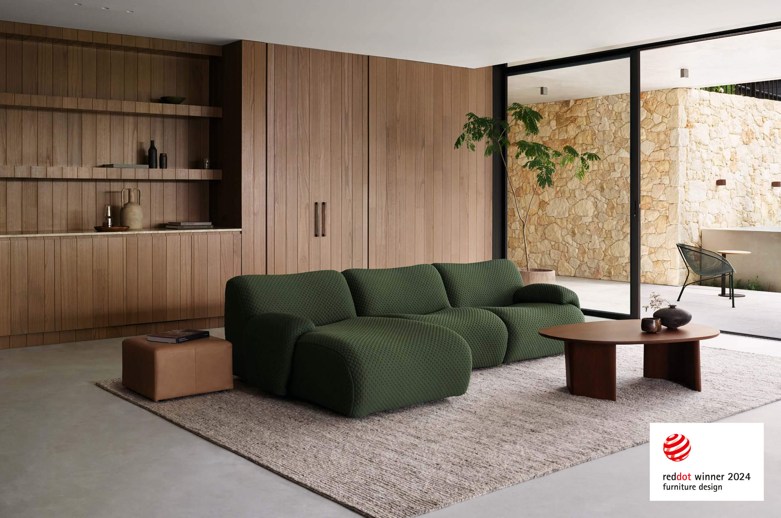 1977 Modular Sofa with Chaise and Armrests