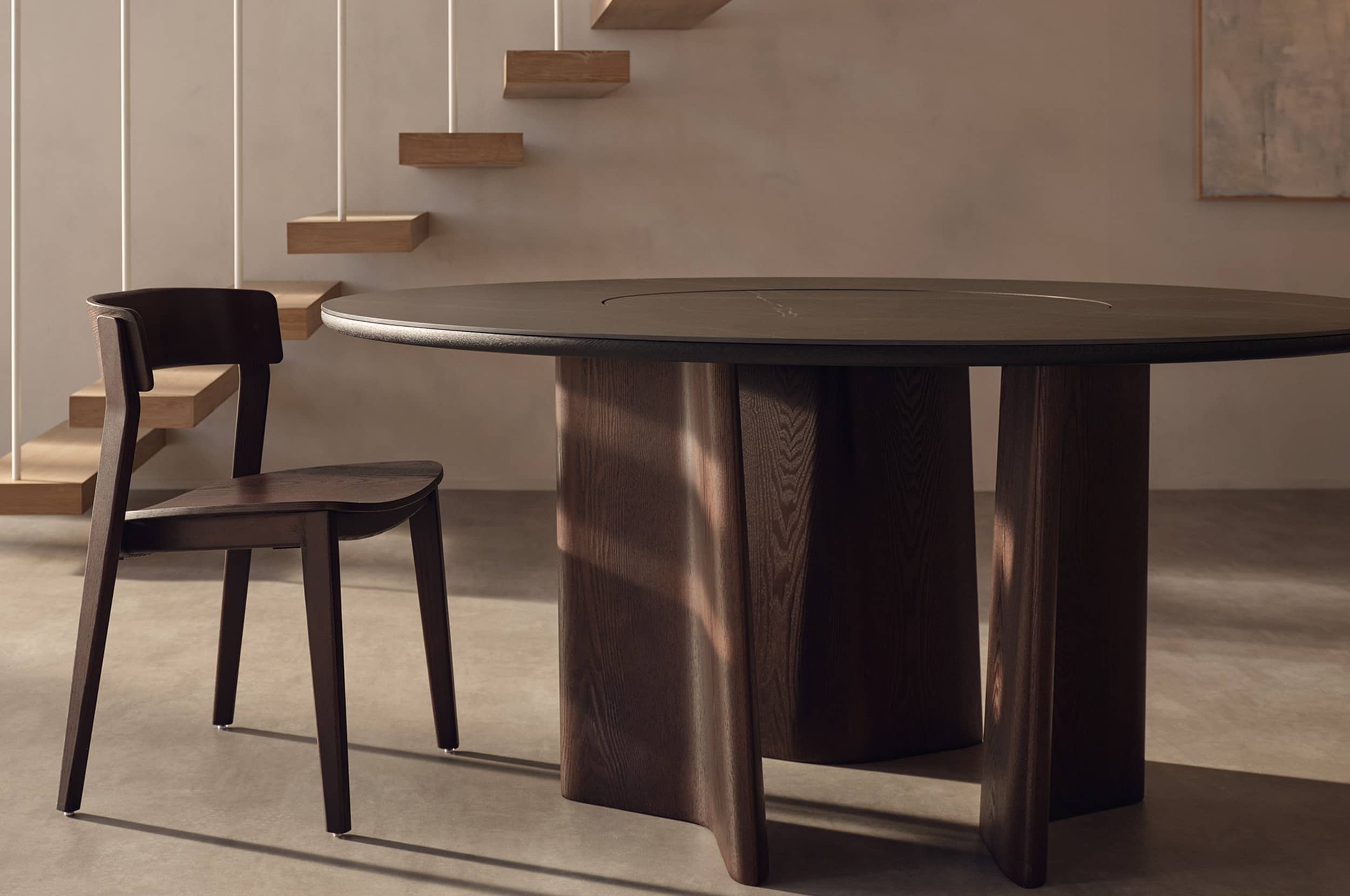 Issho Lazy Susan Dining Table Open Base King Living