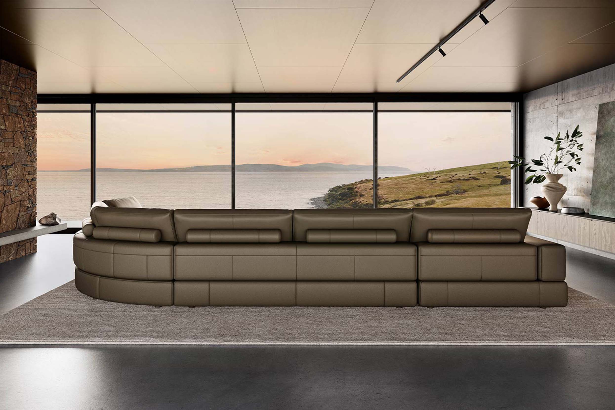 Jasper Curve Sofa 6Seater with Chaise King Living