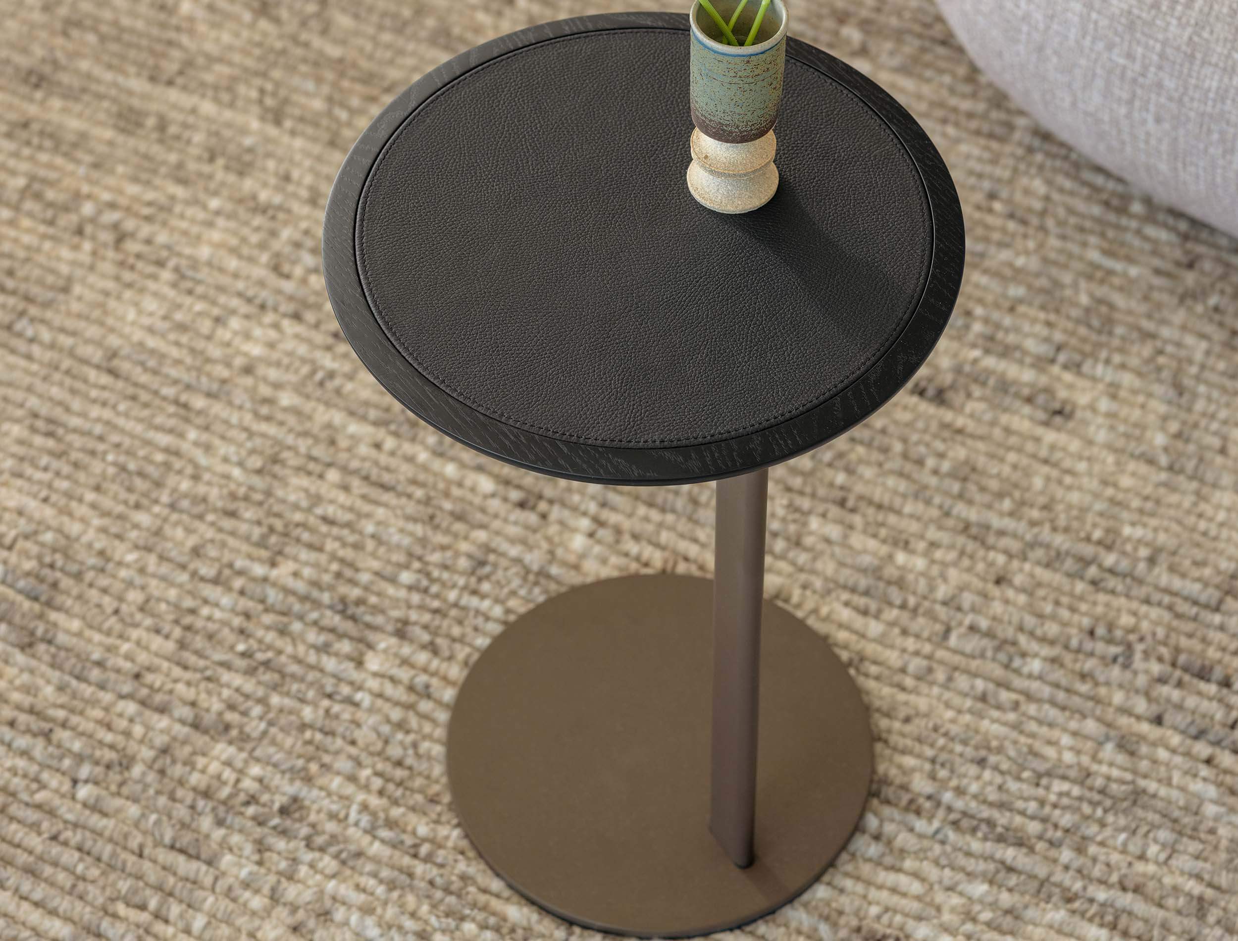 Myco Side Table with Leather Top