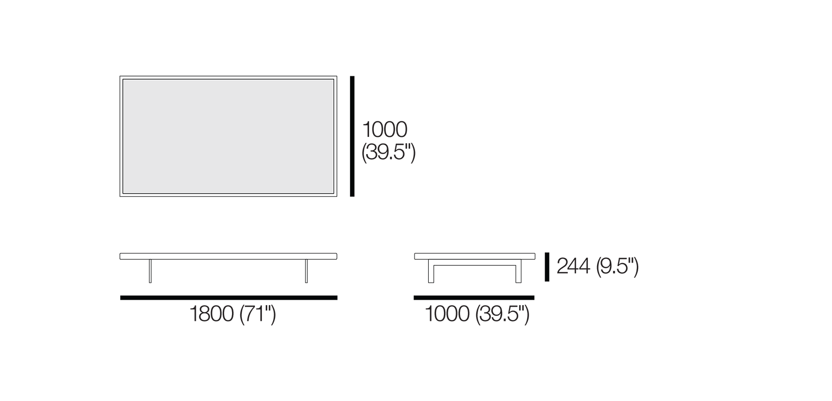 Plateau Outdoor Coffee Table Rectangle Ceramic Large King Living